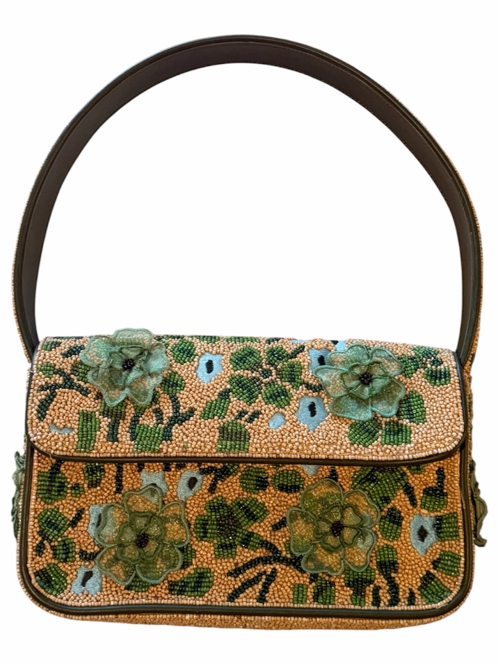 STAUD Tommy Floral Beaded Bag - Moss - Picture 1 of 2